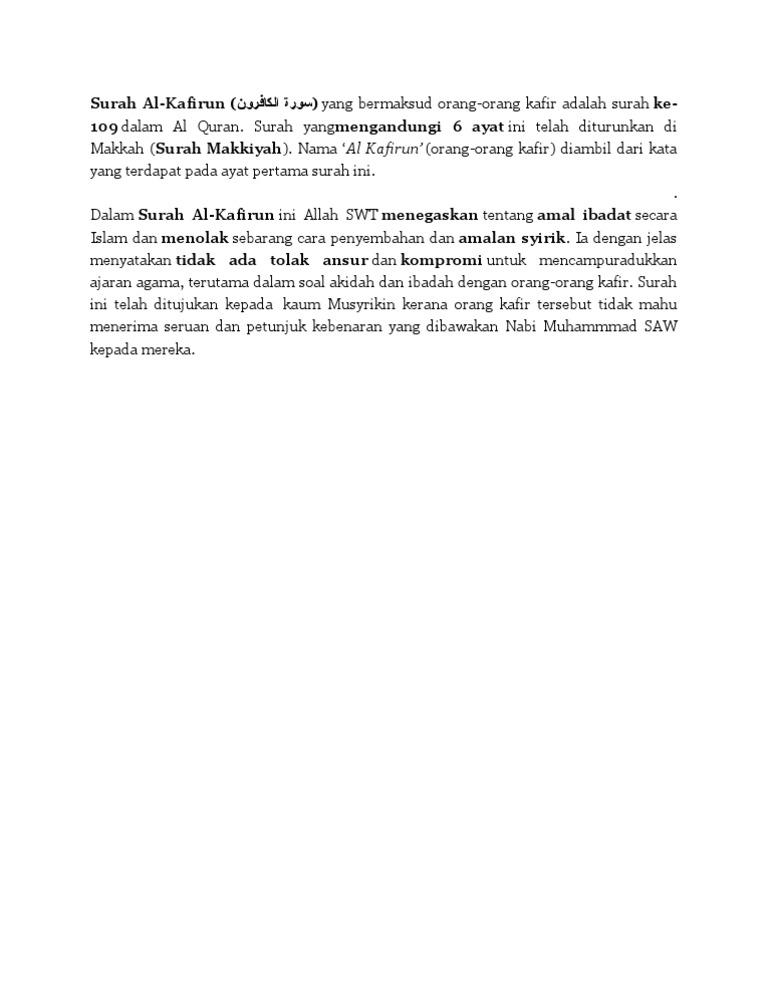 Maksud Surah Al Kafirun