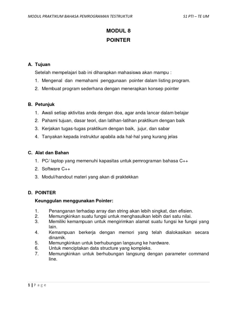 Penggunaan Pointer dalam Pemrograman C++ | PDF | Komputer