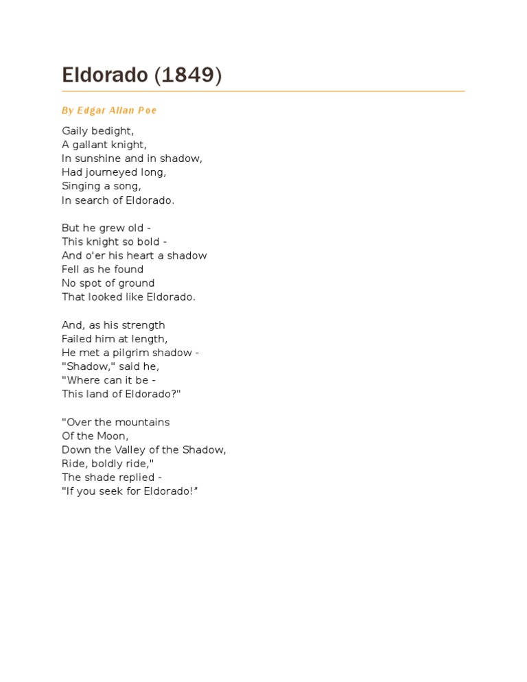 Eldorado by Edgar Allan Poe