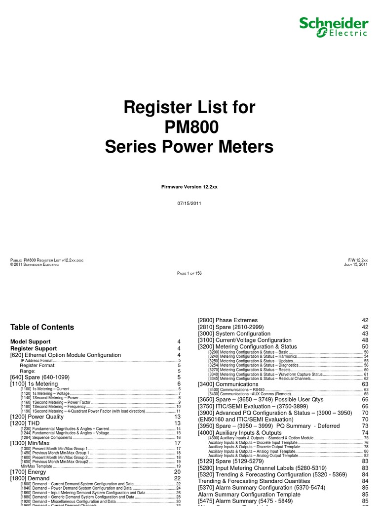 PM800 Register List Public v12.2xx | PDF | Ac Power | Data Type
