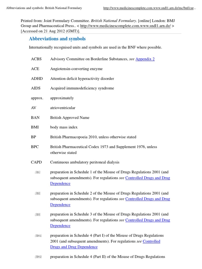 Abbreviations of BNF | PDF | Pharmaceutical Drug | Nonsteroidal Anti  Inflammatory Drug, image size:768x1024