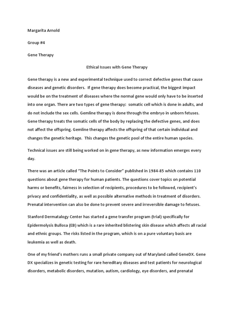 Ethical Dilemmas in Gene Therapy | PDF | Gene Therapy | Genetic Disorder