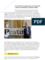 Poste Italiane Firma Accordi Con China Post China Union Pay