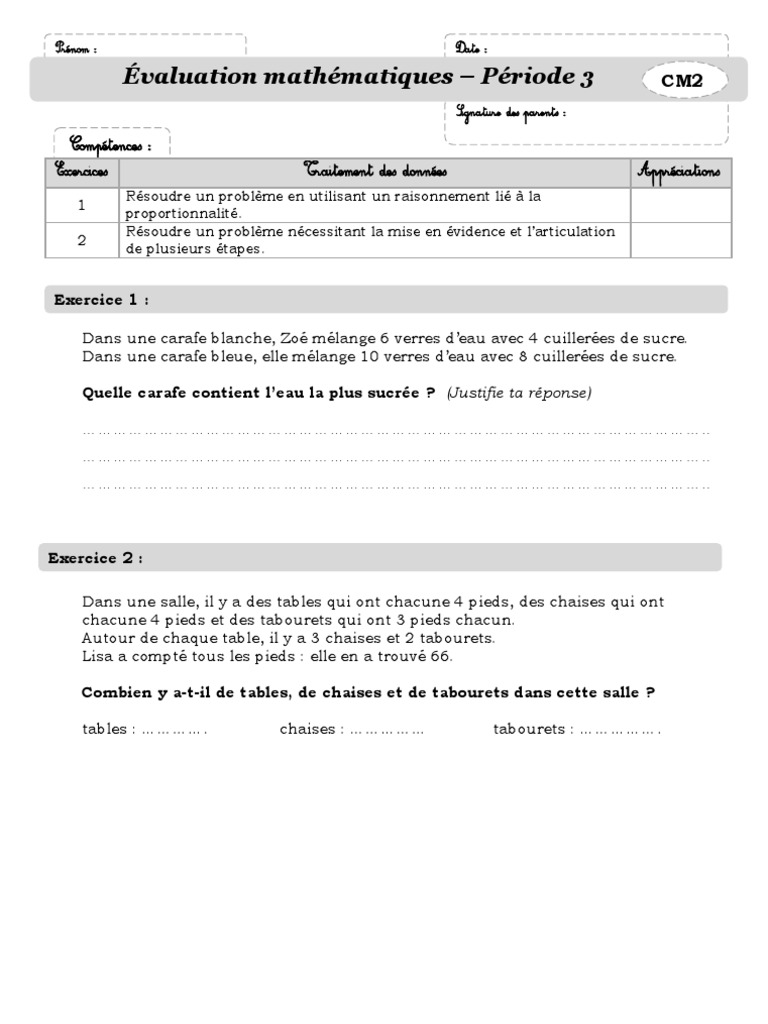 Problèmes de maths pour CM2 à résoudre | PDF