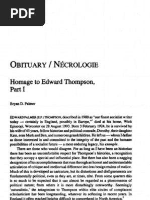  obituary to EP Thompson