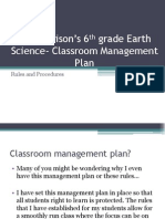 Ms. Harrison's 6 Grade Earth Science-Classroom Management Plan