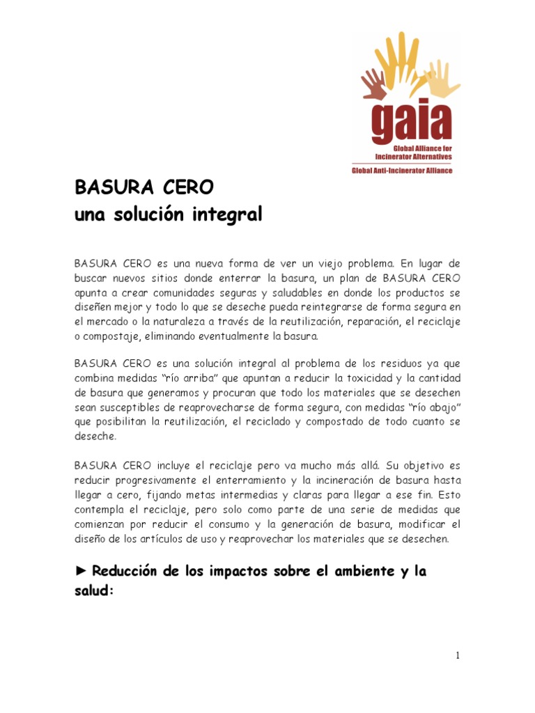BASURA CERO Soluciónintegral | PDF | Residuos | Reciclaje