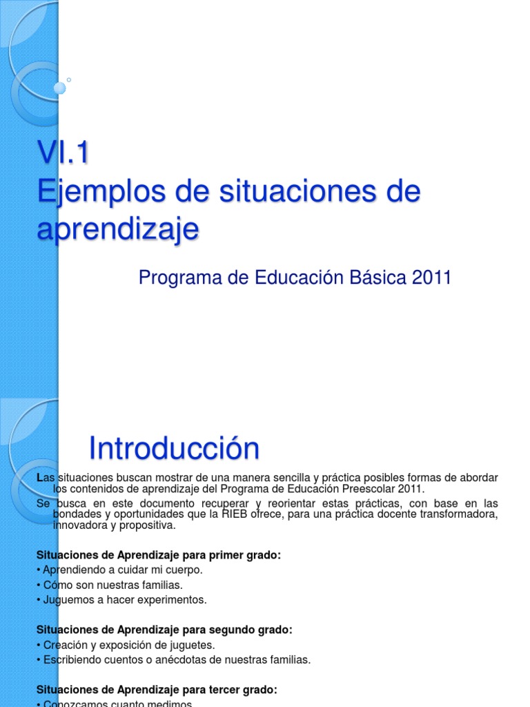 Ejemplos de Situaciones de Aprendizaje