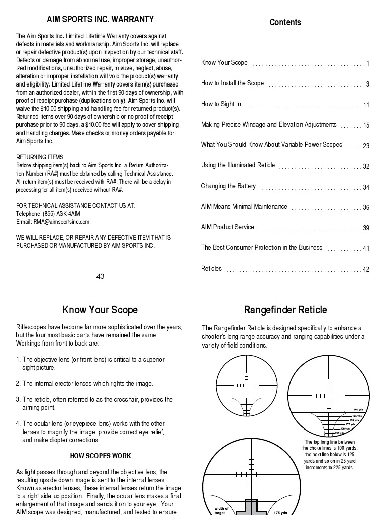 Aim Sports Manual Telescopic Sight Equipment