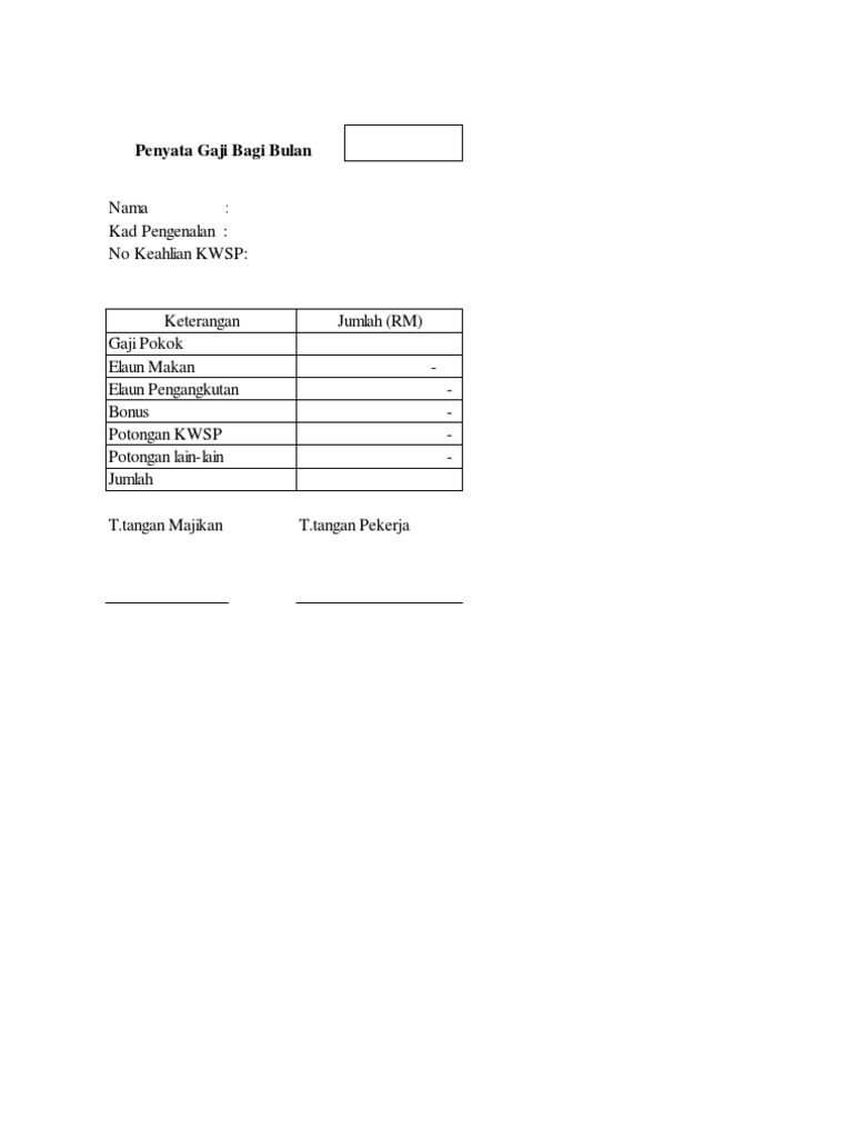Contoh Slip Gaji