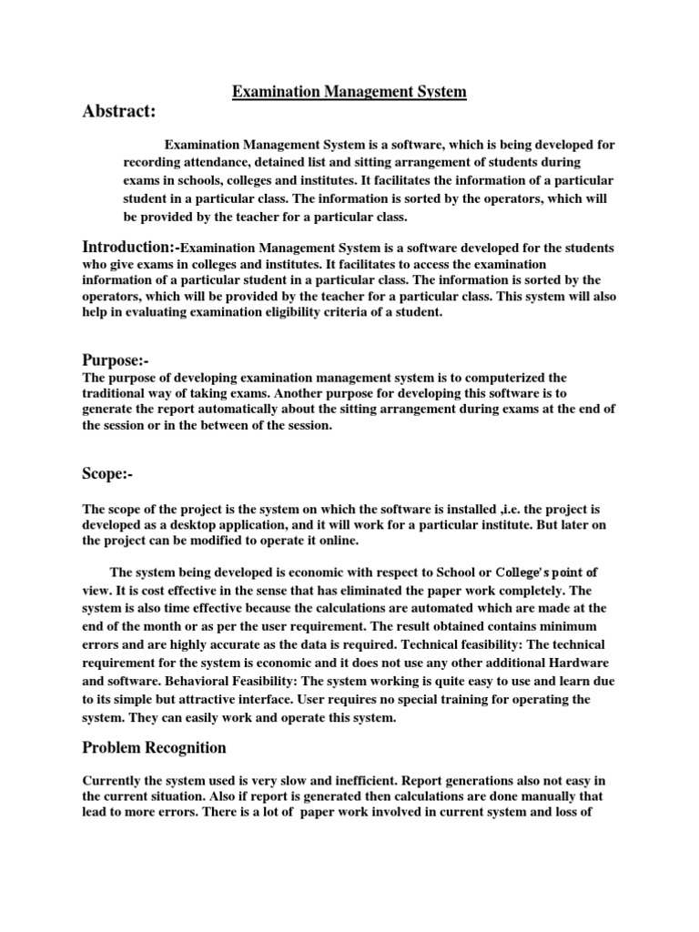 Examination Management System Overview | PDF | Usability | Software