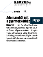 Együtt A Leukémiás Gyermekekért Alapítvány: 7,5 Millió Forint Adomány A Madarász Utcai Gyermekkórház Gyermekonkológiai Osztályának