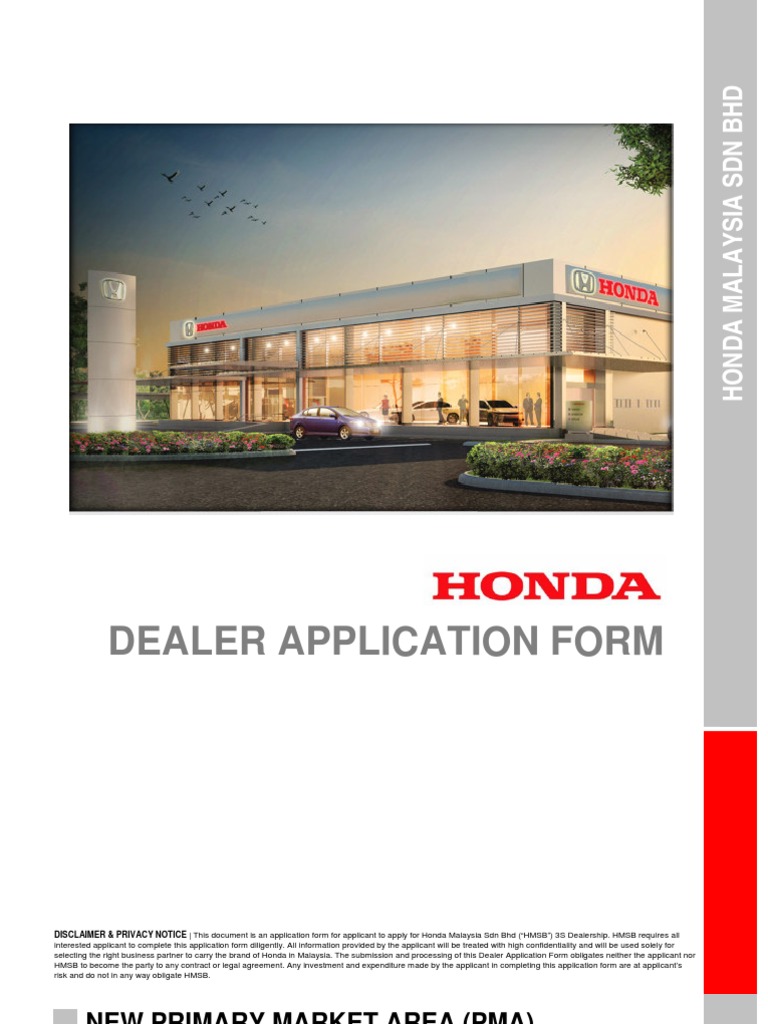 Honda Dealer Application Form | PDF | Banks | Lease