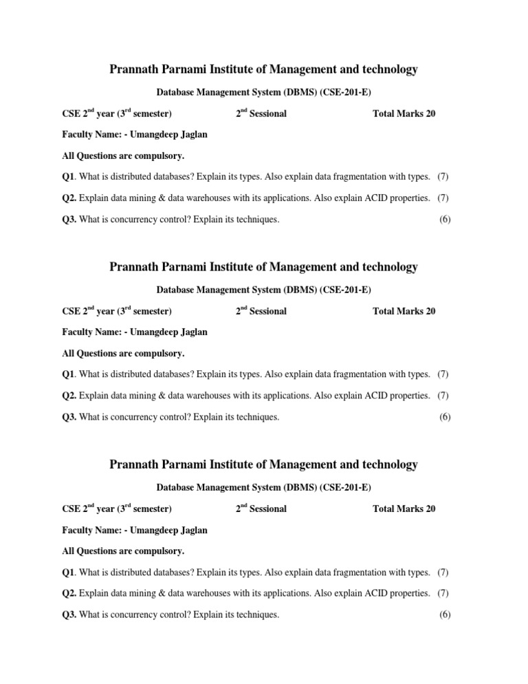 Prannath Parnami Institute of Management and Technology: ND RD ND | PDF