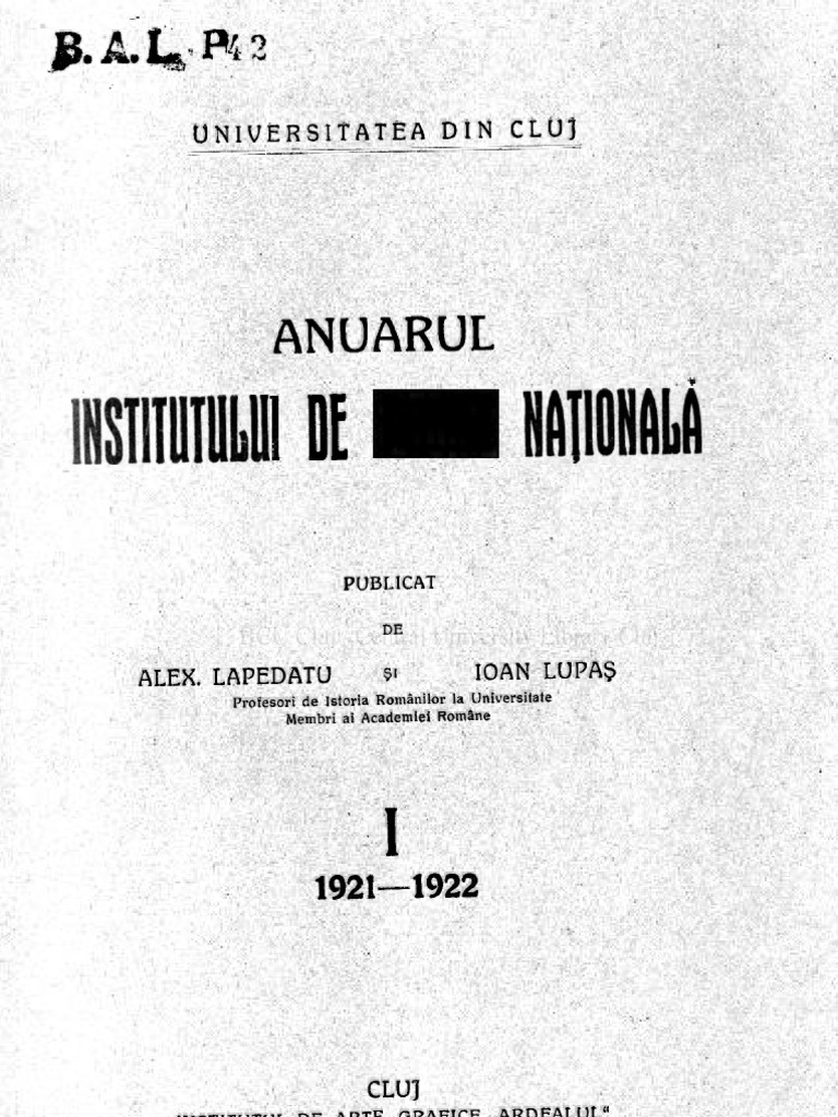 Anuarul Institutului De Istorie Nationala 1 1921 1922 1922