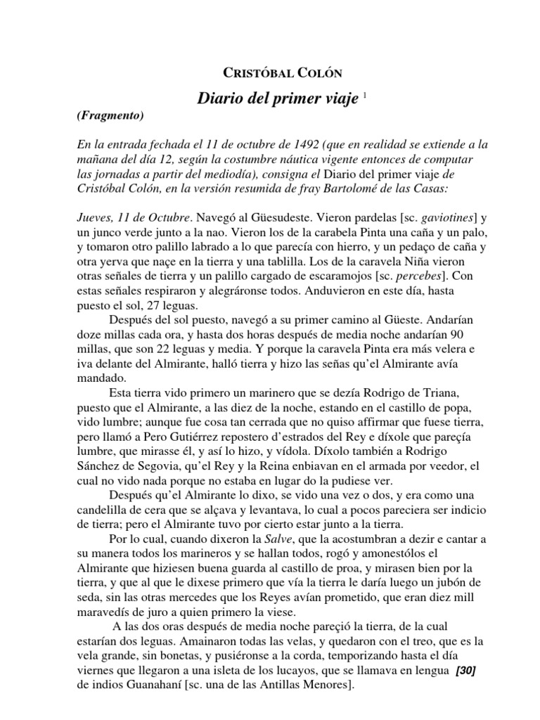 Diario del primer viaje de Colón | PDF | Cristobal colon | Folklore ...