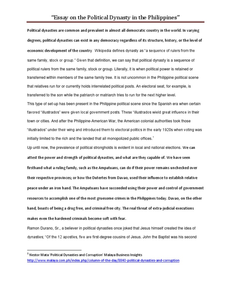 Political Dynasties in the Philippines | PDF | Philippines | Democracy
