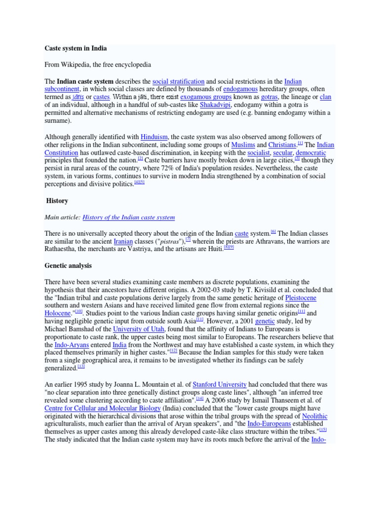 Overview of the Indian Caste System | PDF | Dalit | Caste