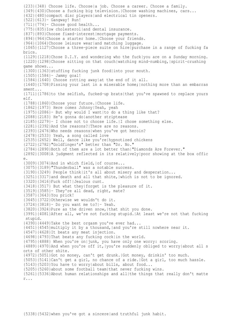 Trainspotting Film Subtitle PDF