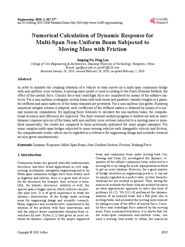 Numerical Calculation of Dynamic Response For Multi-Span Non-Uniform ...