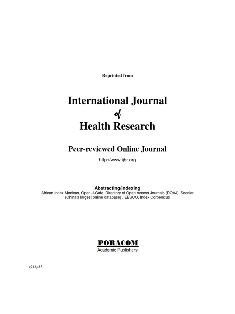 International Journal Health Research: of of of of | PDF