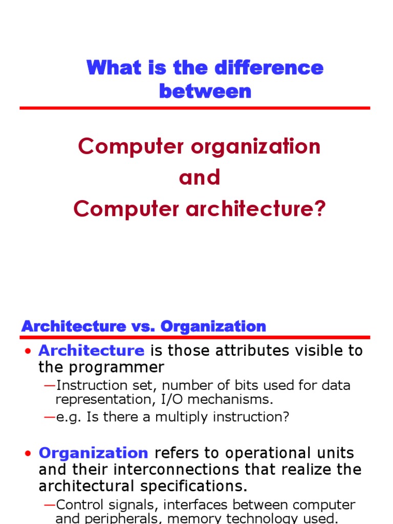 What Is The Difference Between: Computer Organization and Computer ...