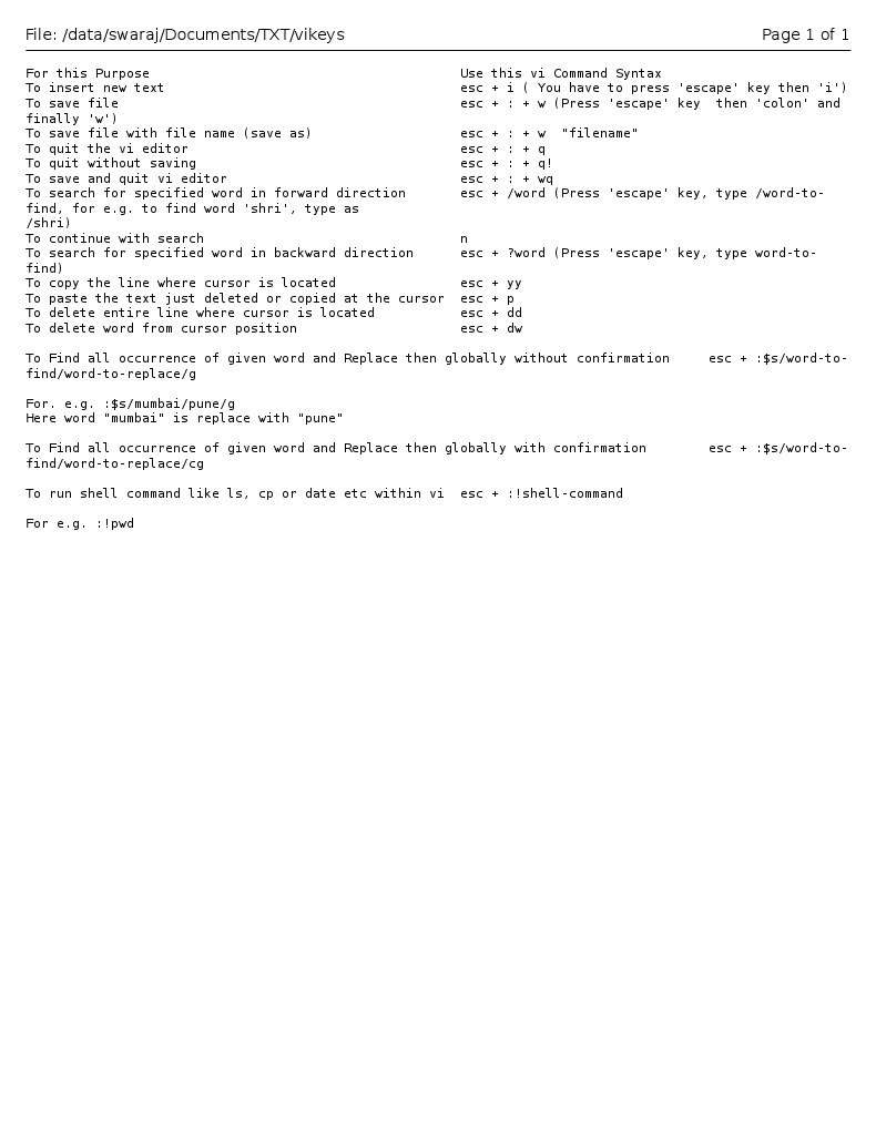 Essential vi Editor Commands Guide | PDF