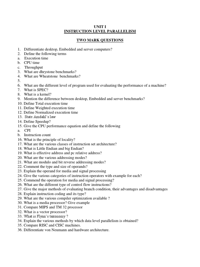 Unit Wise Question Bank PDF Cpu Cache Central Processing Unit