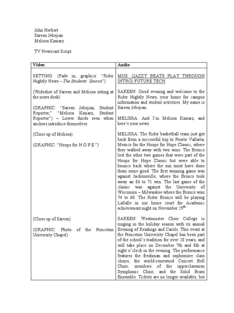 TV Newscast Script | Download Free PDF | Application Software | Leisure