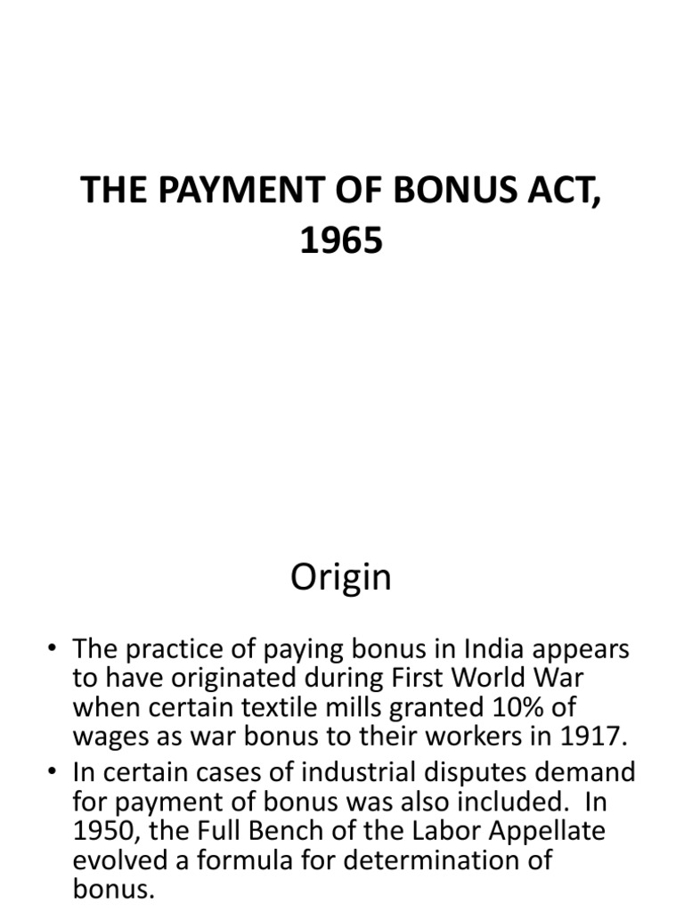 Unit 3 Payment of Bonus Act Wage Employment