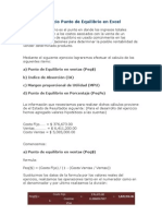 Ejercicio Punto de Equilibrio en Excel