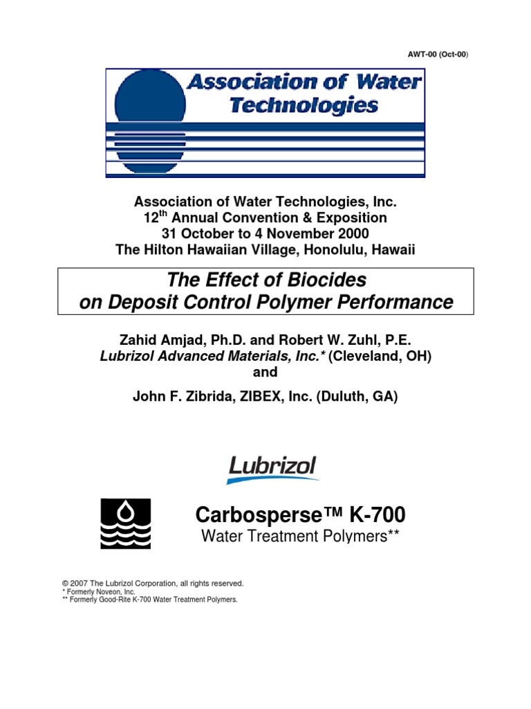 The Effect of Biocides On Deposit Control Polymer Performance. | PDF