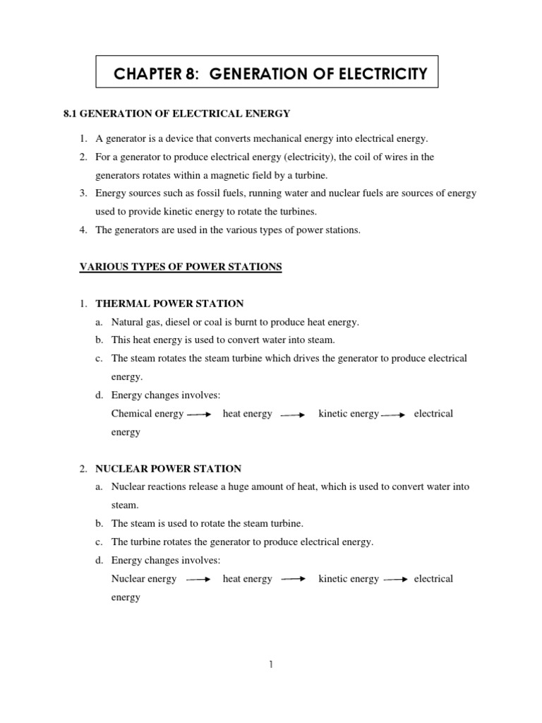 Electricity Generation and Safety Guide | PDF | Electricity Generation ...