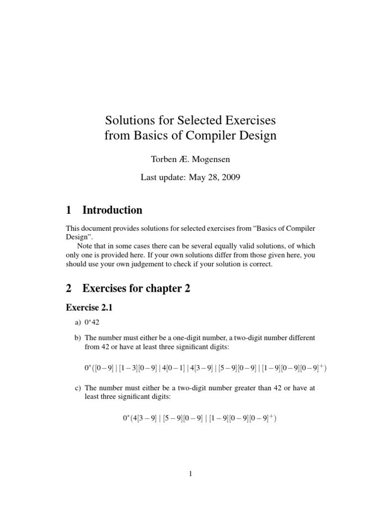 Basics of compiler design torben mogensen exercise solutions pdf