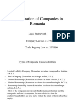 Incorporation of Companies in Romania: Legal Framework