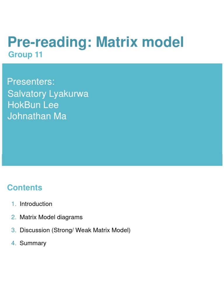Matrix Model Analysis and Comparison | PDF