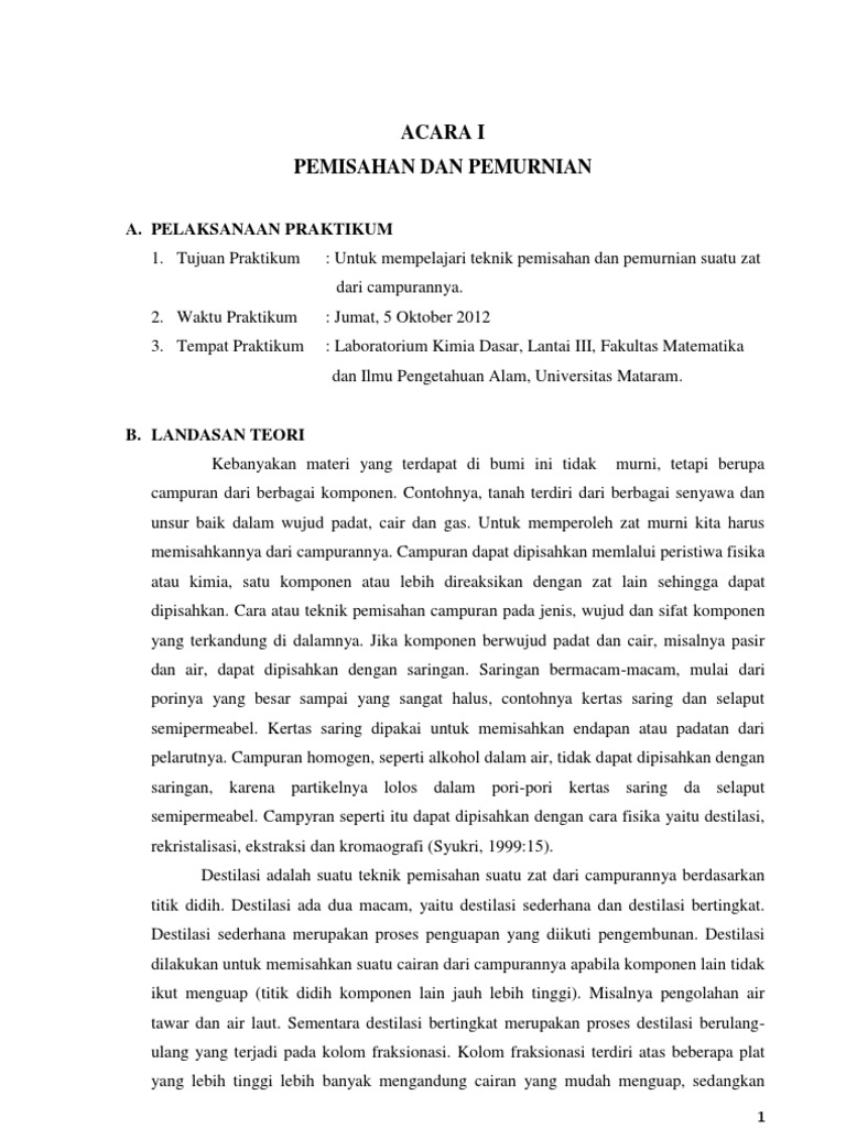 Laporan Praktikum Kimia Dasar 1