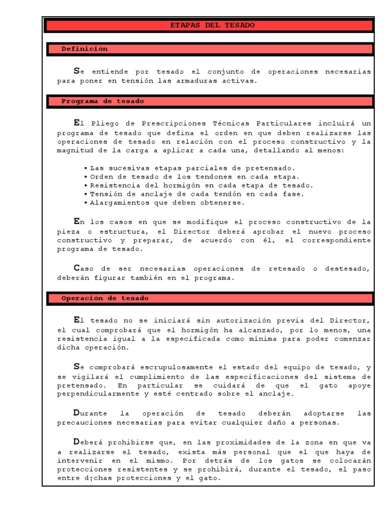 Etapas y Control del Tesado | PDF | Hormigón pretensado | Science