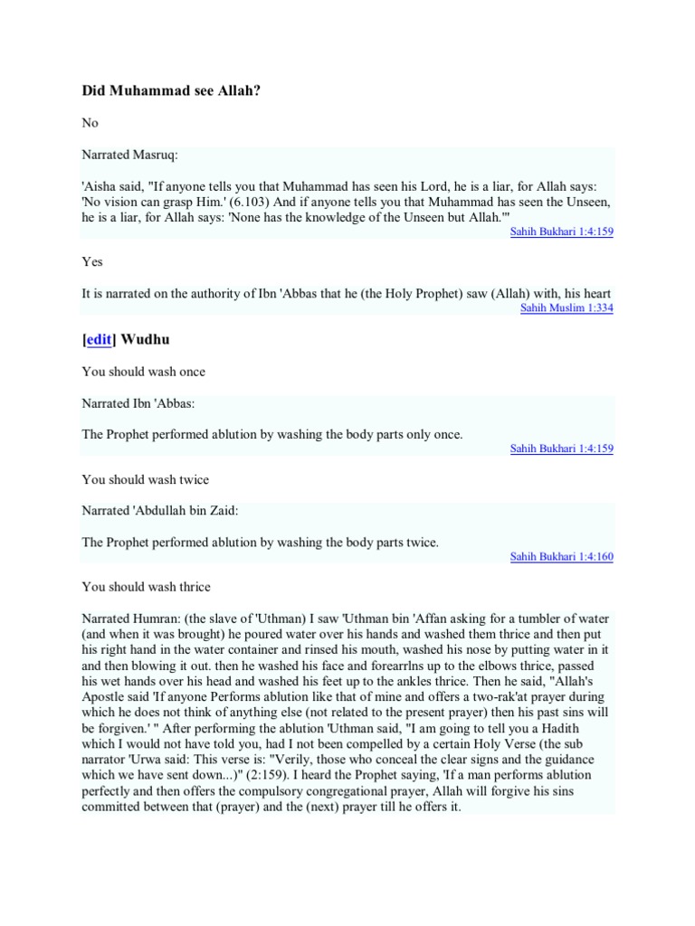 Contradictions in Hadiths and Quran | PDF | Muhammad | Hadith