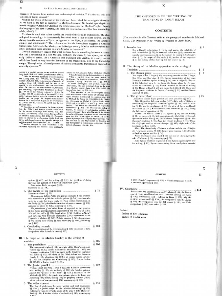 The Opponents Of The Writing Of Tradition In Early Islam Michael Cook