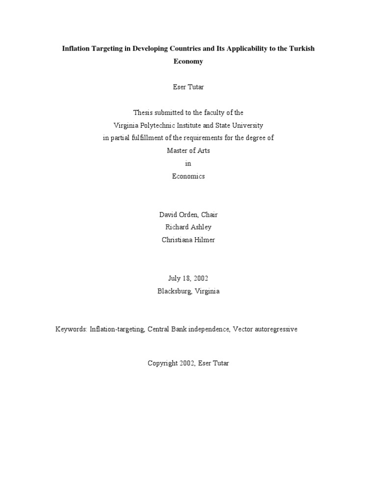 phd thesis on inflation targeting