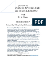 Rasmus Rask: (Fortalen Til) Angelsaksisk Sproglære Tilligemed en Kort Læsebog. Stockholm 1813