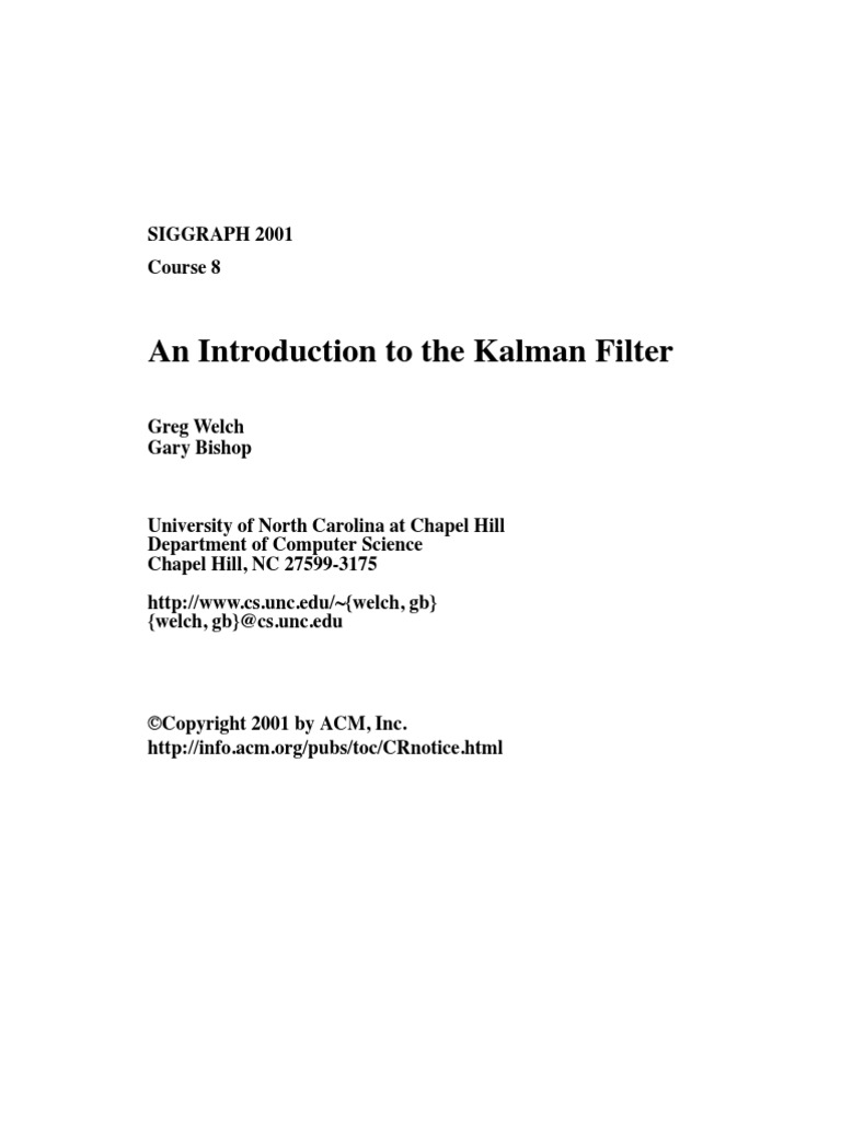 An Introduction To The Kalman Filter | PDF | Kalman Filter | Normal ...