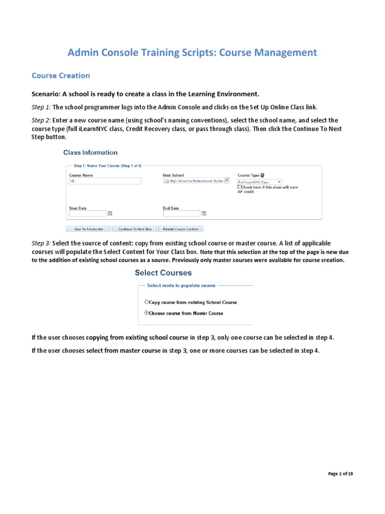 Admin Console Training Scripts - Course MGMT | PDF | Programmer | Areas ...