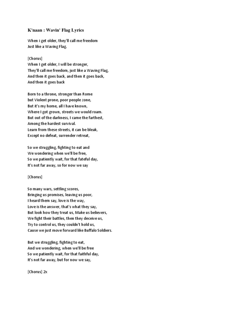 Paroles De K naan Waving Flag Wavin Flag | PDF