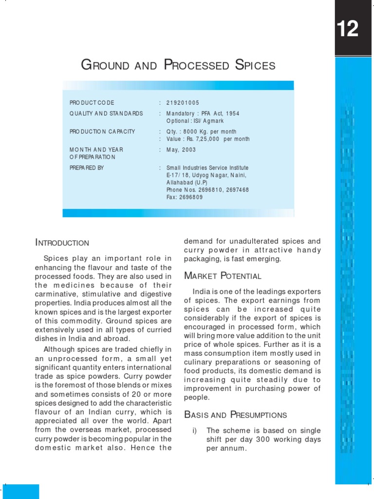 Ground Spices Manufacturing Overview | PDF