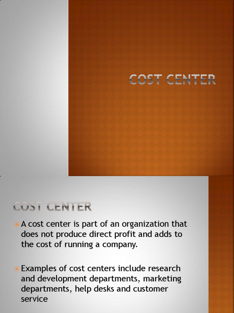 Cost Center PDF Profit (Accounting) Revenue