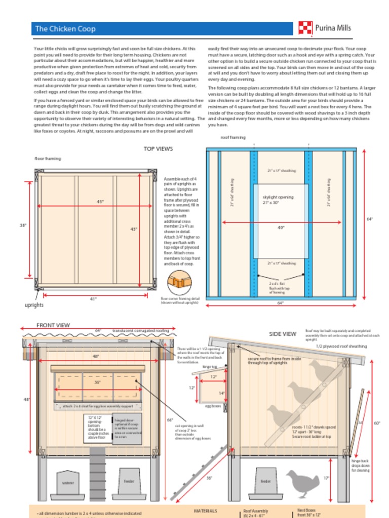 Chicken Coop Plans with Materials List | PDF | Chicken | Birds