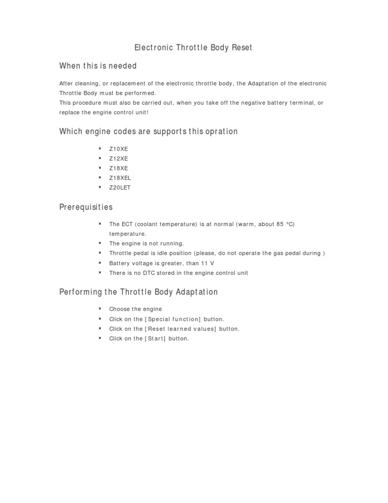 Throttle Body Reset PDF