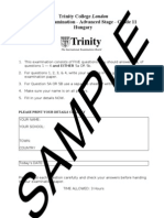 Trinity College London Written Examination - Advanced Stage - Grade 11 Hungary